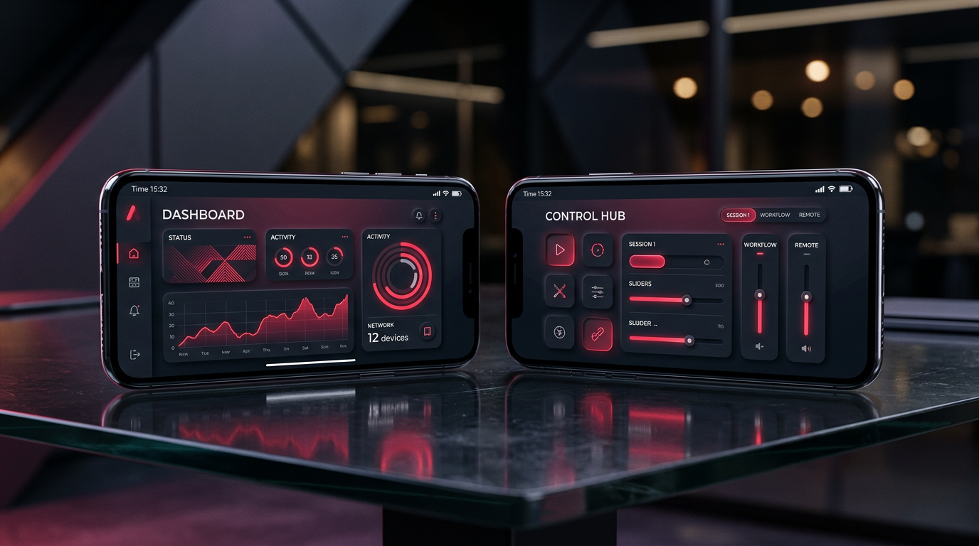 Mobile devices showing cross-platform app UI sketches